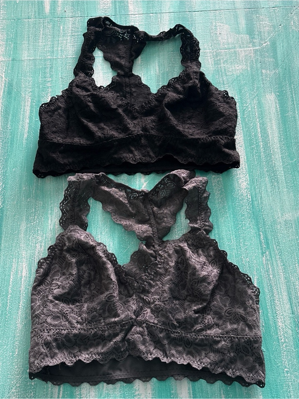 Felina Lace Racerback Bralette Set - Black and grey
